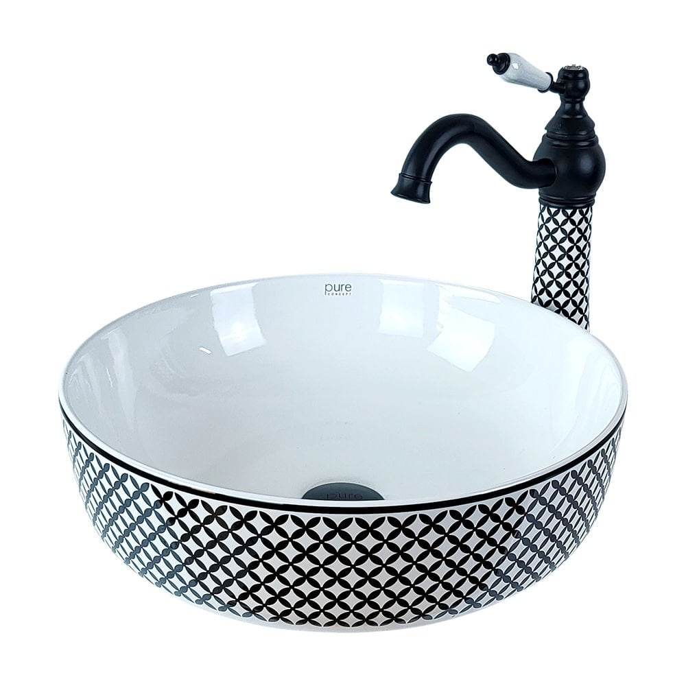 Pure Concept Geometrik Desen Beyaz Çanak Lavabo