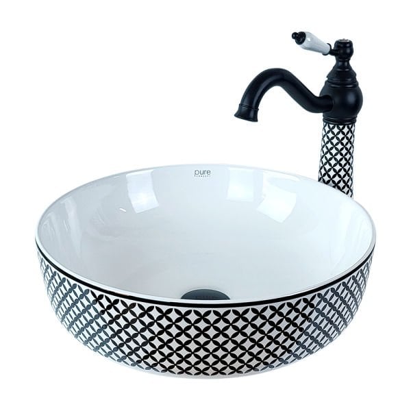 Pure Concept Geometrik Desen Beyaz Çanak Lavabo