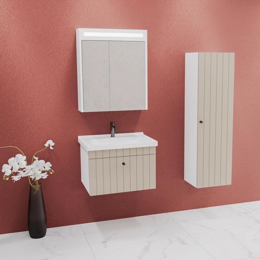 Aquanil Alice 80 cm Krem Banyo Dolabı