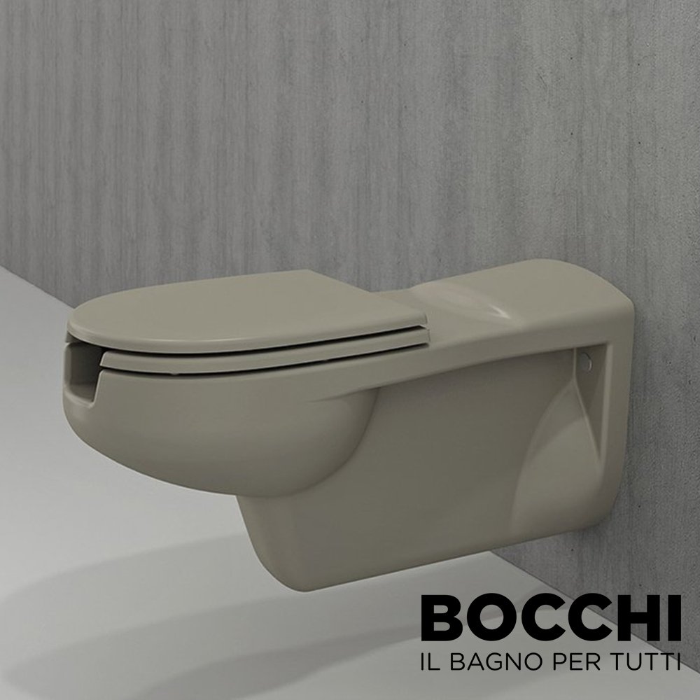 BOCCHI Bedensel Engelli Asma Klozet, 75 cm Kaşmir Klozet Kapağı Dahil