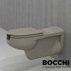 BOCCHI Bedensel Engelli Asma Klozet, 75 cm Kaşmir Klozet Kapağı Dahil