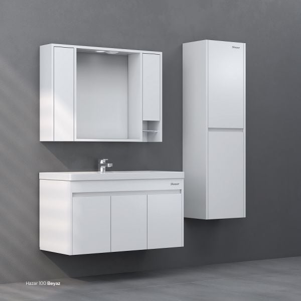 Shower Hazar 100 cm Beyaz Banyo Dolabı