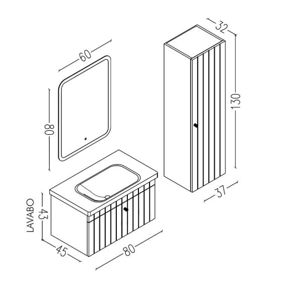 Aquanil Alice 80 cm Lacivert Banyo Dolabı