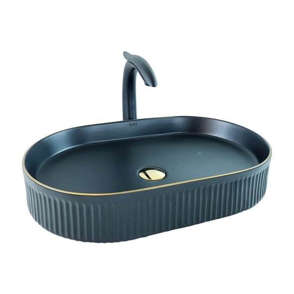Pure Concept Mat Siyah  Altın Tezgahüstü Lavabo