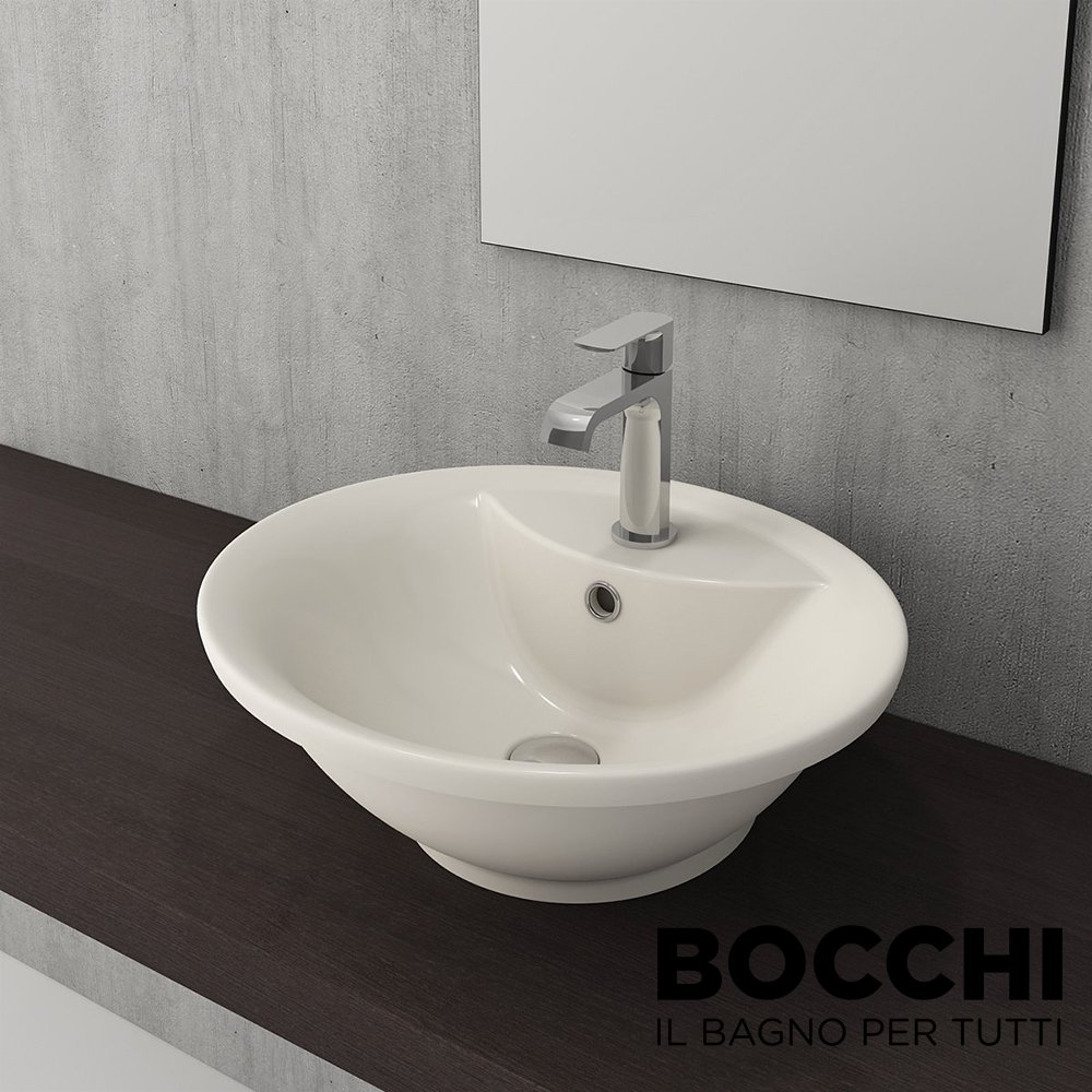 BOCCHİ Verona Batarya Banklı Çanak Lavabo Parlak Bisküvi