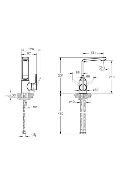 Artema Suit L Döner Borulu Lavabo Bataryası Bakır