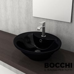 BOCCHİ Verona Batarya Banklı Çanak Lavabo Parlak Siyah