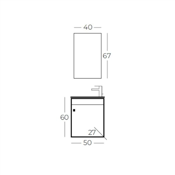 Belinza Line 50 cm Banyo Dolabı Taş Gri