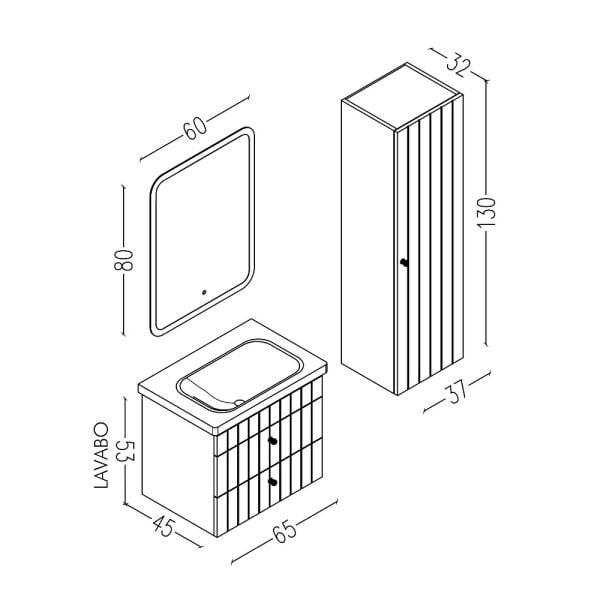 Aquanil Petit 65 cm Yeşil Banyo Dolabı