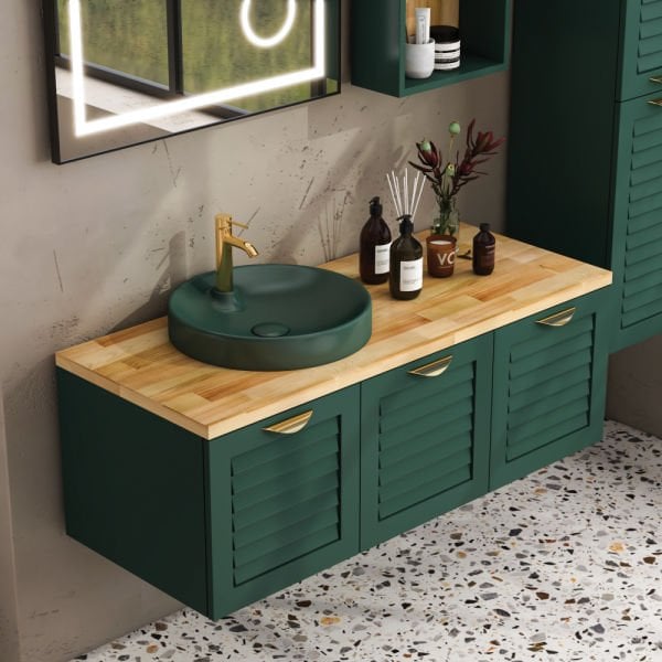 FYM Lexus 120 cm Orman Yeşili Banyo Dolabı