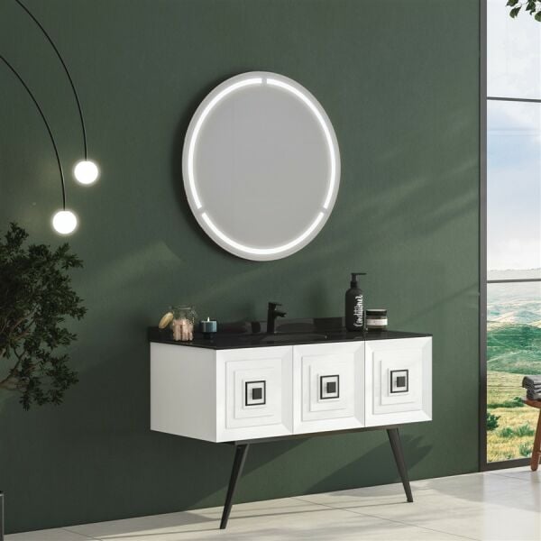 FYM Karıa 120 cm  Beyaz Banyo Dolabı