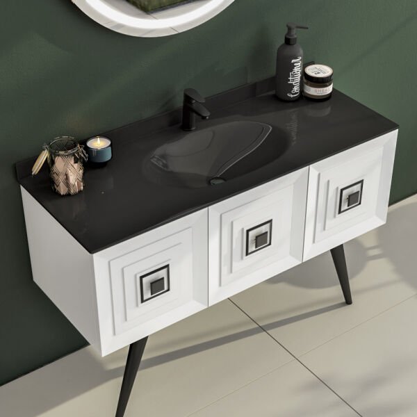 FYM Karıa 120 cm  Beyaz Banyo Dolabı