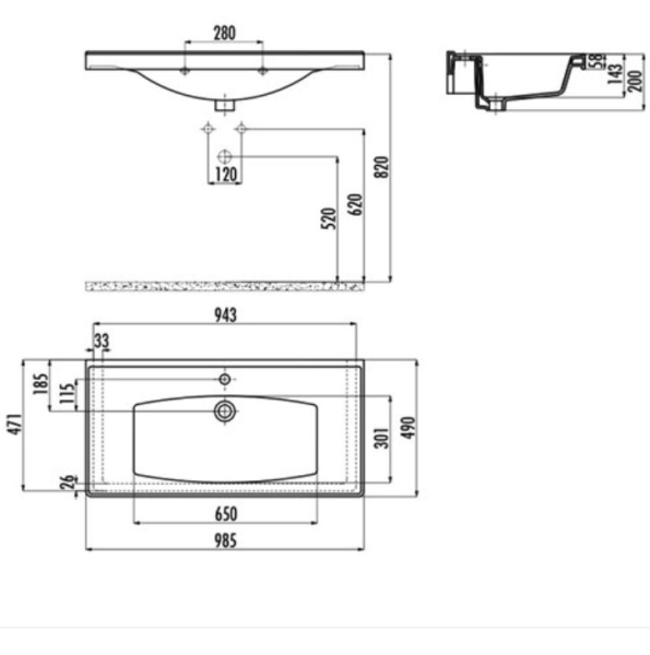 CREAVİT Sera 100 cm Lavabo Exstra Beyaz