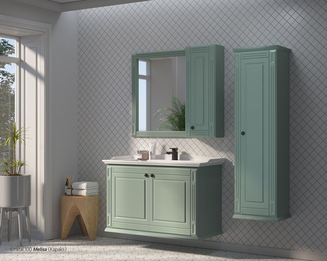Shower Cristal Kapaklı 100 cm Melisa Banyo Dolabı
