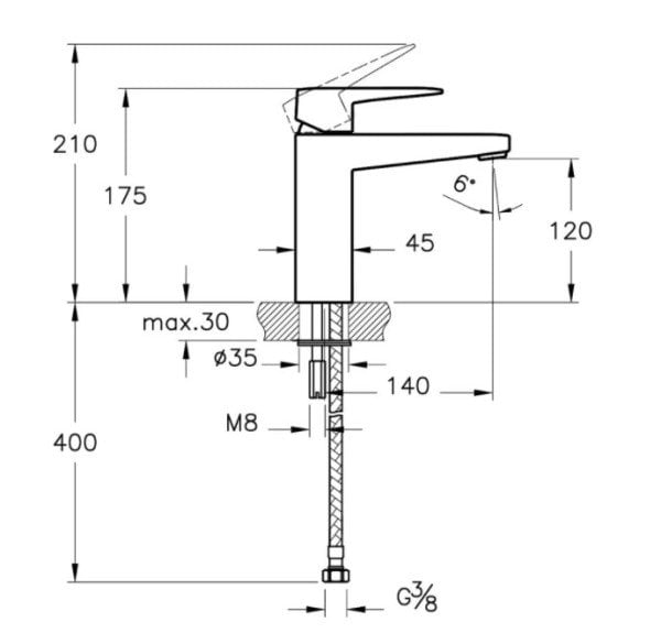 Artema Root Square Çanak Lavabo Bataryası Krom