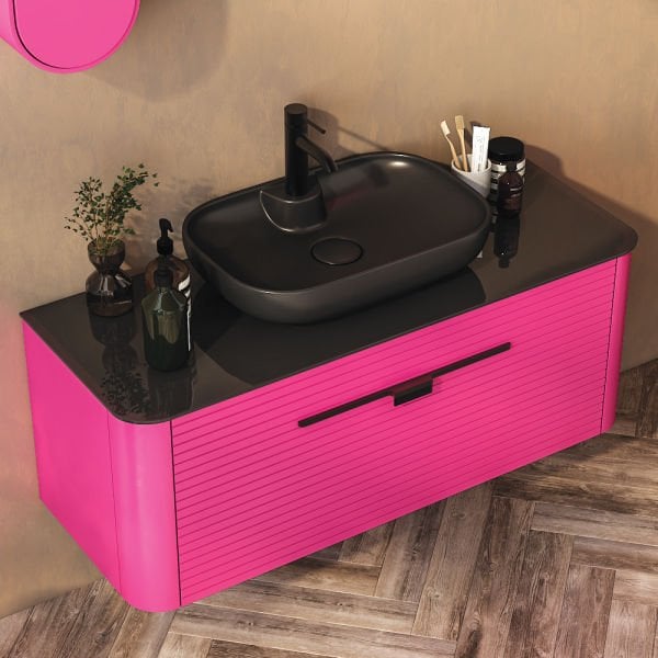 FYM Valentina 122 cm Banyo Dolabı Fuşya