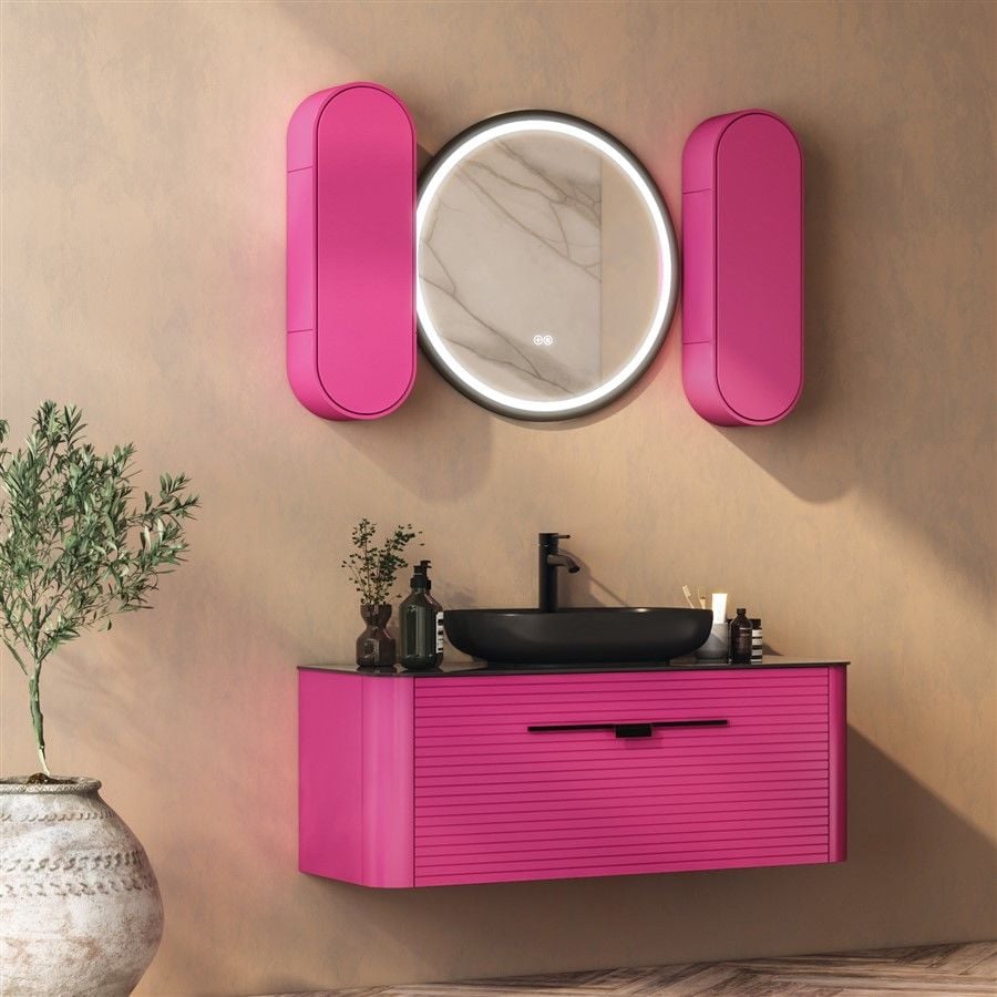 FYM Valentina 122 cm Banyo Dolabı Fuşya