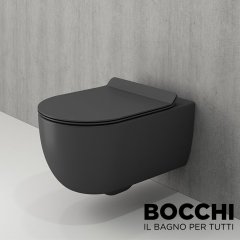 BOCCHI  V-Tondo Rimless Asma Klozet Mat Antrasit Klozet Kapağı Dahil