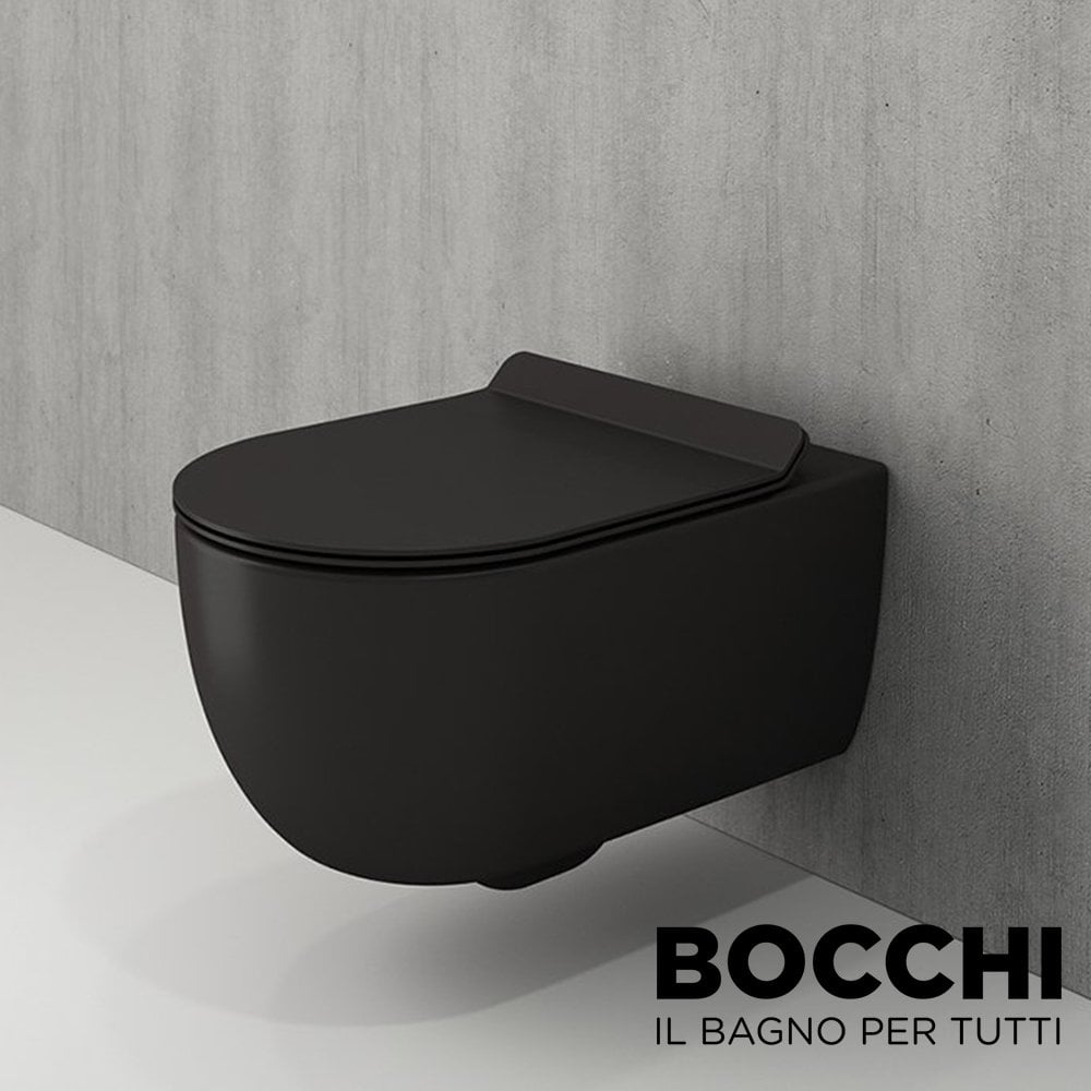 BOCCHI  V-Tondo Rimless Asma Klozet Mat Siyah Klozet Kapağı Dahil