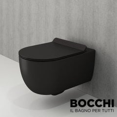 BOCCHI  V-Tondo Rimless Asma Klozet Mat Siyah Klozet Kapağı Dahil