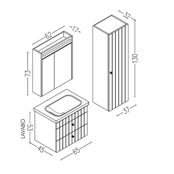 Aquanil Petit 65 cm Lacivert Banyo Dolabı
