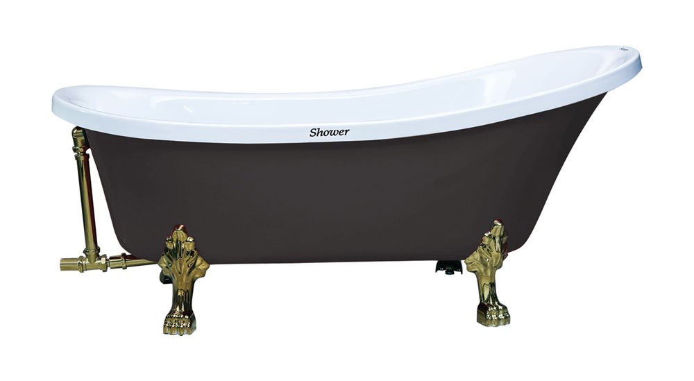 Shower Lioness 175x72 Krom Aslan Ayaklı Siyah Özel Küvet