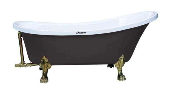 Shower Lioness 175x72 Krom Aslan Ayaklı Siyah Özel Küvet