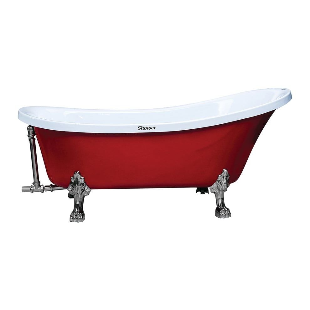 Shower Lioness 175x72 Krom Aslan Ayaklı Kırmızı Özel Küvet