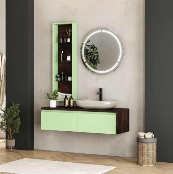 FYM Vision 120 cm Masif-Su Yeşili Banyo Dolabı