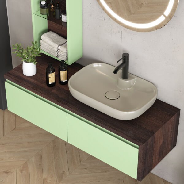 FYM Vision 120 cm Masif-Su Yeşili Banyo Dolabı