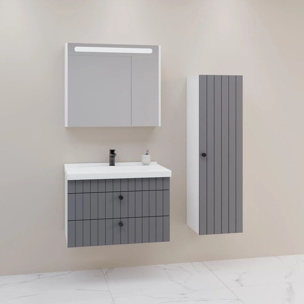 Aquanil Petit 80 cm Antrasit Banyo Dolabı