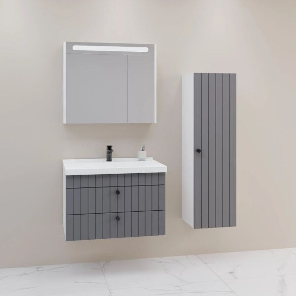 Aquanil Petit 80 cm Antrasit Banyo Dolabı
