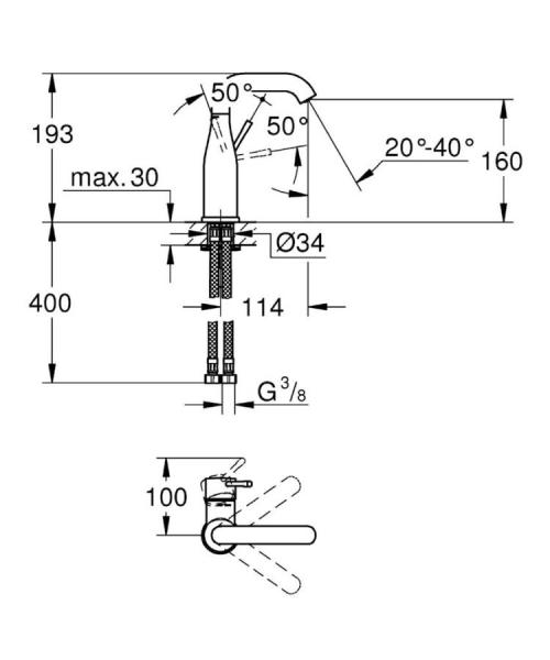 Grohe Essence Tek Kumandalı Lavabo Bataryası M-Boyut