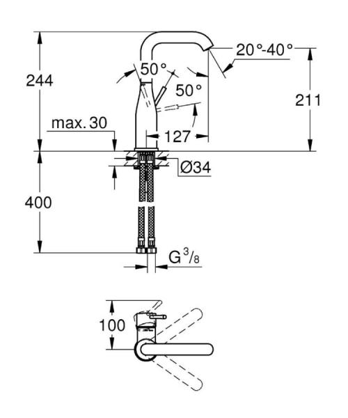 Grohe Essence Tek Gövde Lavabo Bataryası(Sifon Kumandalı)