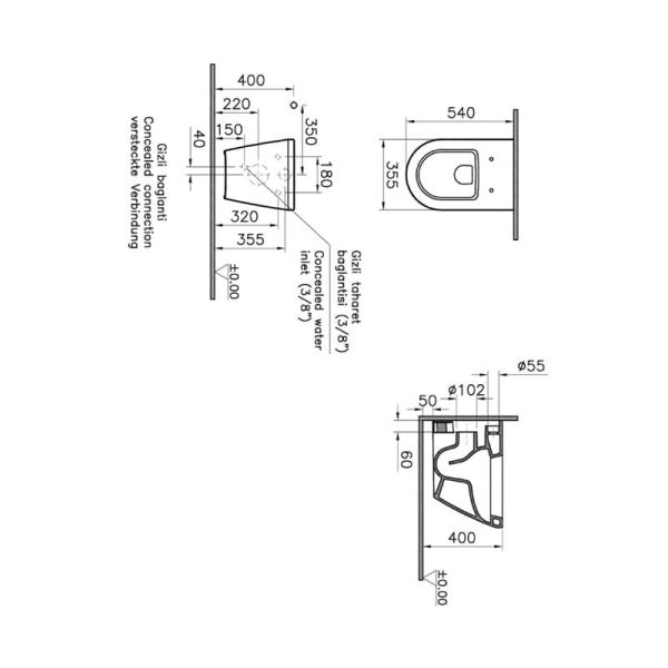 VitrA Integra Round Asma Klozet Parlak Beyaz, 54 cm