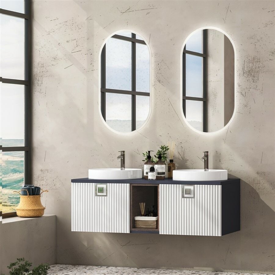 FYM Livana 130 cm Antrasit-Beyaz Banyo Dolabı
