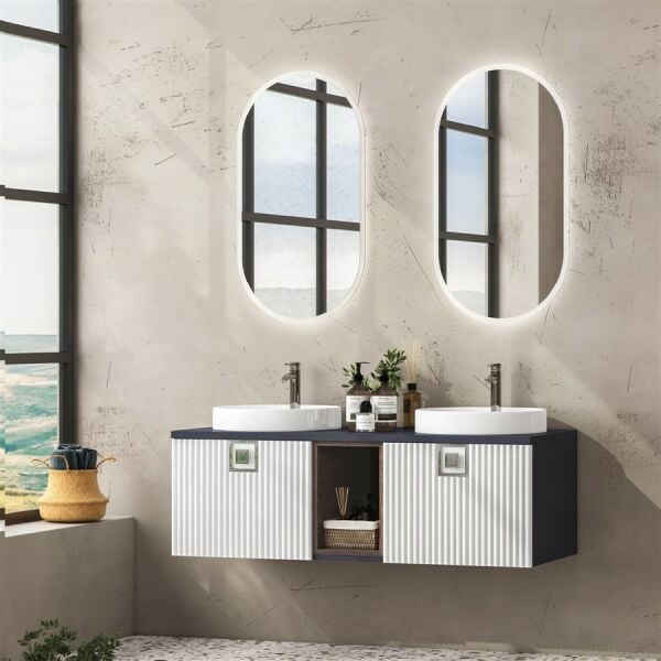 FYM Livana 130 cm Antrasit-Beyaz Banyo Dolabı