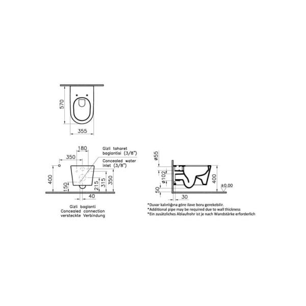 Vitra Nest Rim-Ex Kanalsız Asma Klozet