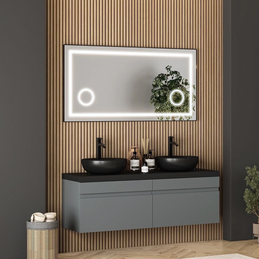 FYM Luxess 140 cm Banyo Dolabı Siyah-Yeni Gri