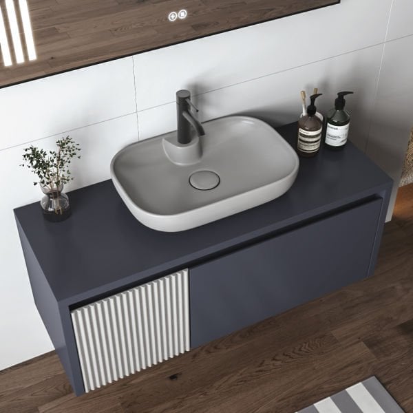 FYM Anka 120 cm Antrasit-Gümüş Banyo Dolabı