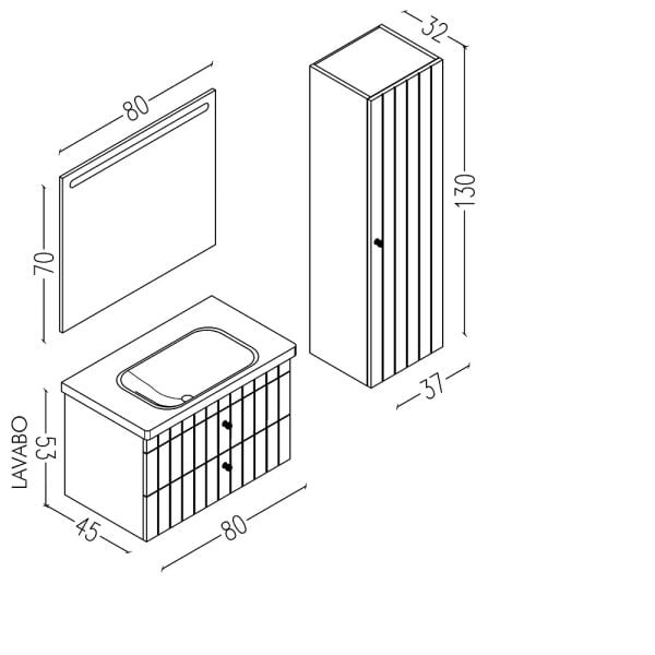 Aquanil Petit 80 cm Lacivert Banyo Dolabı