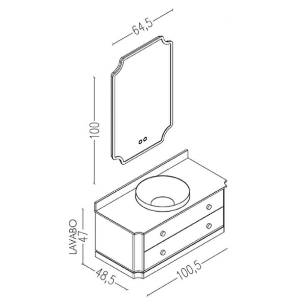Aquanil  Adria 100 cm  Beyaz Banyo Dolabı