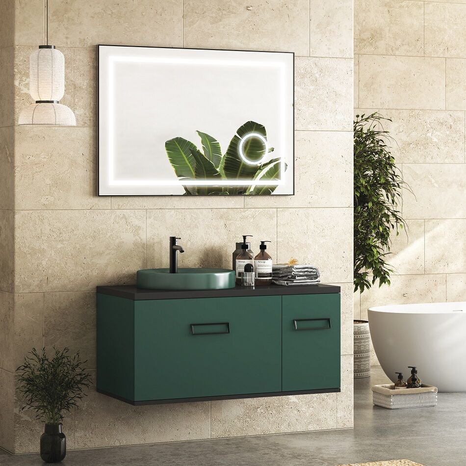 FYM Vetro 100 cm Orman Yeşili Banyo Dolabı