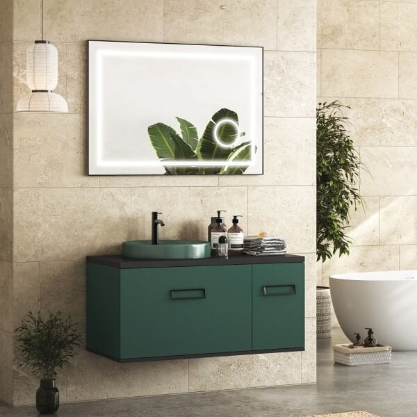 FYM Vetro 100 cm Orman Yeşili Banyo Dolabı