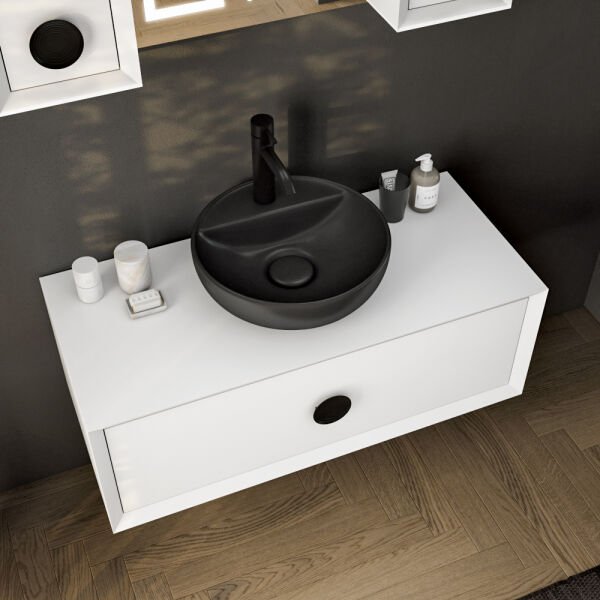 FYM Fonte 100 cm Beyaz Banyo Dolabı
