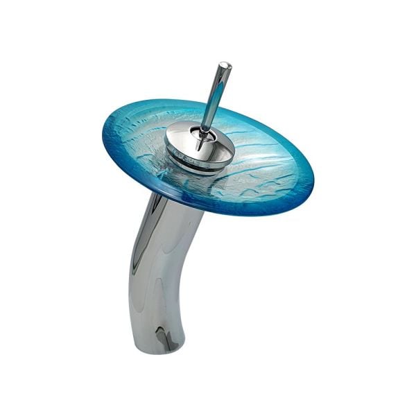 Pure Concept Şelale Akışlı Cam Çanak Lavabo Bataryası Mavi