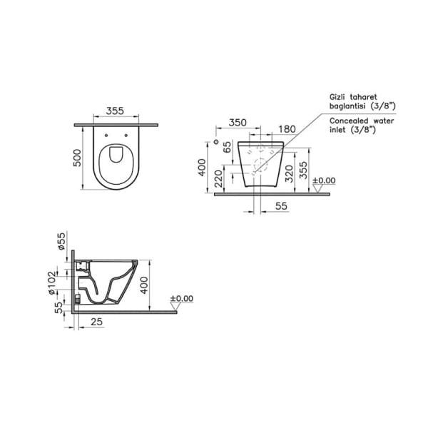 Vitra Integra Round Rim-ex Kanalsız Asma Klozet Kısa