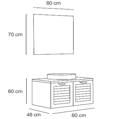 FYM Zirve 80 cm Meşe-Orman Yeşili Banyo Dolabı