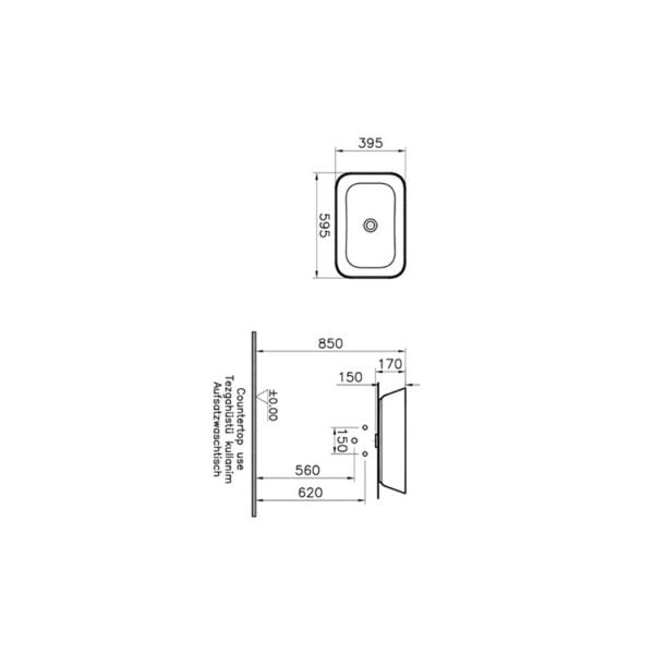 Vitra Geo Dikdörtgen Çanak Lavabo, 60 cm