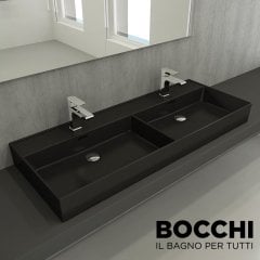 BOCCHI Milano Çift Gözlü Lavabo 120 cm Mat Siyah